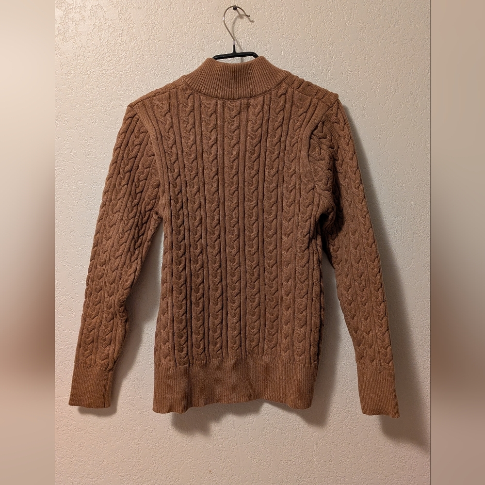 Cozy Cable-Knit Button Polo Sweater in Brown - Picture 6 of 7
